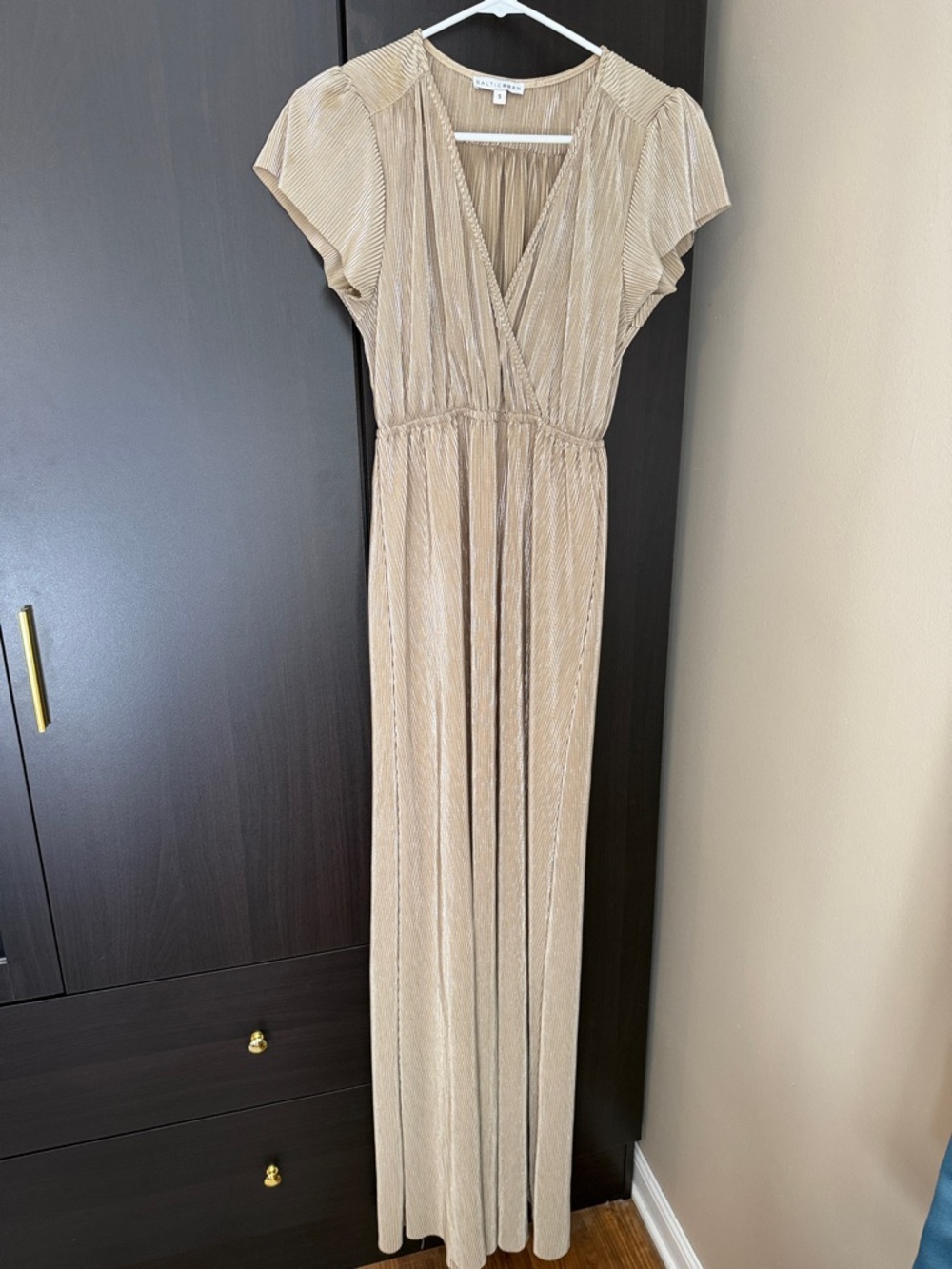 Pleated Wrap Maxi Dress - Gold
